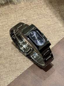 1pc Women's Luxury Black Quartz Watch With Black Strap Suitable For Daily Matching