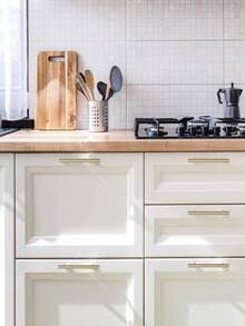 4件金色橱柜拉手不锈钢厨房抽屉拉手门把手和旋钮浴室卧室家具橱柜把手 - 金色 - 查看 6