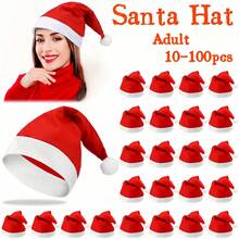 10-100pcs Non-Woven Santa Claus Hats, Adult Christmas Hats, Christmas New Year Party Holiday Decorations, PP Material, Machine Washable, Feather-Free, Suitable For Home Kitchen Party Supplies Home Decor Christmas Decorations Room Decor Winter