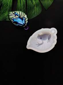 1 pieza Molde de silicona con forma de hoja y rana trepadora, molde DIY para jabón, molde decorativo para pulseras
