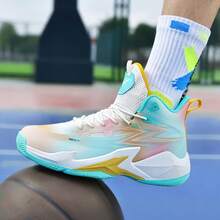 Zapatillas de baloncesto ligeras, transpirables, antideslizantes y con absorción de impactos para adolescentes - 2083 Luna Amarilla - Ver 4