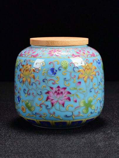 1 Piece Enamel Ceramic Tea Canister Coffee Can Candy Storage Jar Portable Sealed Teapot Purple Clay Travel Tea Box Back To School