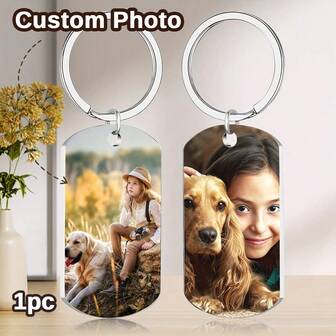 1 pieza Llavero personalizado con impresión a doble cara con tu propia foto. Adecuado para familia, padres, parientes, compañeros de escuela, amigos, colegas o etiquetas de mascotas. Grabado, duradero, de acero inoxidable, colorido, lindo, adorable, divertido, kawaii, Y2K, elegante, unisex, casual, personalizado, único, regalo ideal para él, regalo ideal para ella, novia, novio, familia, amigos, niños, para aniversarios, para el Día de San Valentín, para el Día de la Madre, para cumpleaños, para el Día del Niño, para el Día del Padre, para graduaciones, para bodas, para inauguración de la casa, llaveros y accesorios personalizados, fácil de usar