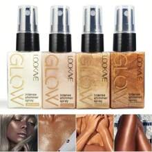 Iluminador líquido brillante y spray de brillo corporal, tono dorado-bronce de champán, apto para todos los tonos de piel beige claro, regalo de Navidad y Día de la Madre