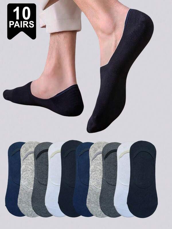 1/5/10 pares de calcetines invisibles tipo náutico antideslizantes y de corte extra bajo para hombres de talla grande, aptos para la vida diaria o deportes