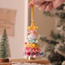 1pc Crochet Cute Christmas Tree Ornament, Multilayer Colorful Design With Star Top & Bells, Decor For Christmas Tree, Suitable For Christmas Holiday Decoration