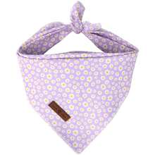 Lionet Paws Spring Daisy Dog Bandana Washable Cotton Handkerchief Scarf Triangle Bandana For Small Medium Large Dogs Girl Boy - 紫色雛菊 - 查看 1