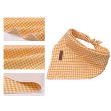 Lionet Paws Dog Bandana For Small Medium Large Dogs, Cat Dogs Kerchief Triangle Bibs Scarf For Girl Or Boy - Yellow & White Plaid - 查看 3