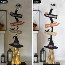 Halloween Happy Sign Decor / Witch Legs Hat Hanging Wooden Wall Decor Board / Country Front Door Hanging / Autumn Art Decor / Suitable For Home, Room, Indoor, Outdoor, Holiday Party, Yard Decoration, Wall Hanging, Window Home Decor Halloween Decor Room Decor - Multicolor - View 12