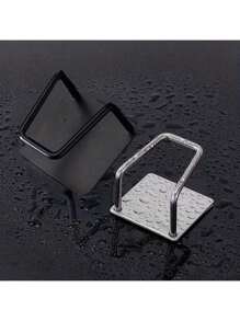 1pc Stainless Steel Sink Sponge Rack, Stainless Steel Storage Rack - Strong Adhesive Self-Adhesive Drying Rack, Kitchen Sink Drain Drying Rack, Cleaning Sponge Rack Hooks, Stylish Bathroom Accessory