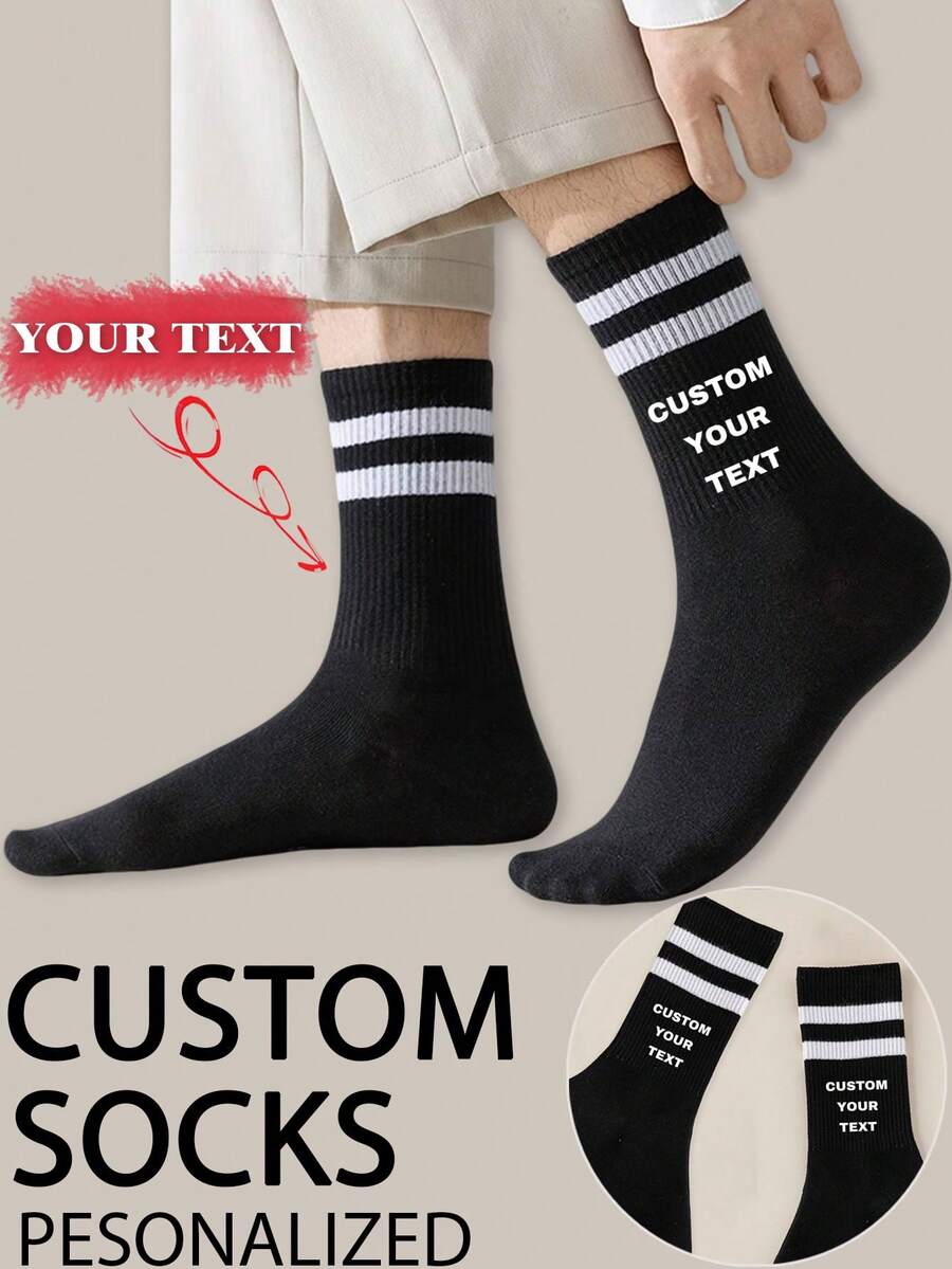 1 par de calcetines personalizados para barco, calcetines con foto personalizada, calcetines para parejas, calcetines con imagen personalizada, calcetines con impresión personalizada, calcetines divertidos con cara personalizada, calcetines con imagen personalizada, se puede imprimir cualquier cara en los calcetines, regalo de aniversario, regalo del Día de San Valentín, regalo de cumpleaños, regalo de boda, calcetines de otoño - Negro - Ver 1