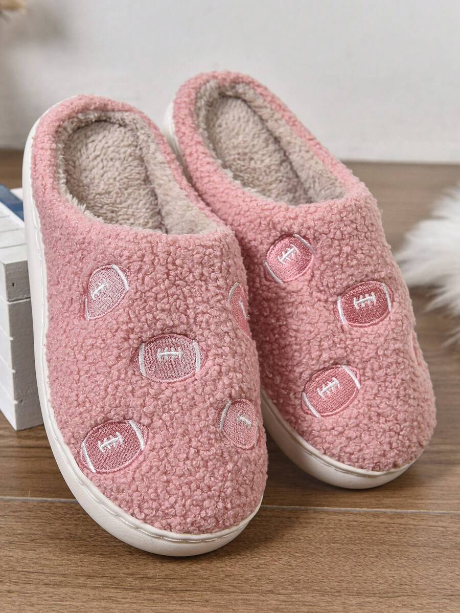 World Cup New Football Thick Bottom Warm Thermal Slippers For Men, Indoor Non-Slip Plush Couple Maternity Winter Shoes For Men To Wear Outdoors, Autumn/Winter