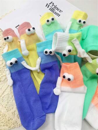 1/5 双可爱彩虹牵手袜，适合所有季节