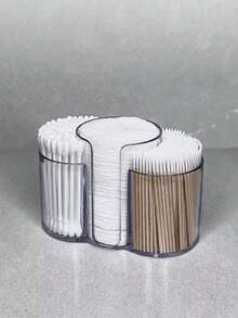 1pc Bathroom Storage Box, 2-In-1 Connected Makeup Remover Wipes & Cosmetic Tools Organizer Box, Desktop Vanity Tray