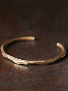 Matte Copper Cuff Bracelet: Vintage Style Open Bangle Bracelet - Perfect Gift For Men, Textured Knurled Surface