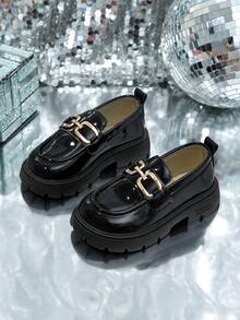 一双男女儿童英伦2025皮鞋公主鞋春秋新款黑色女童鞋软底乐福鞋超软 - 黑色 - 查看 1