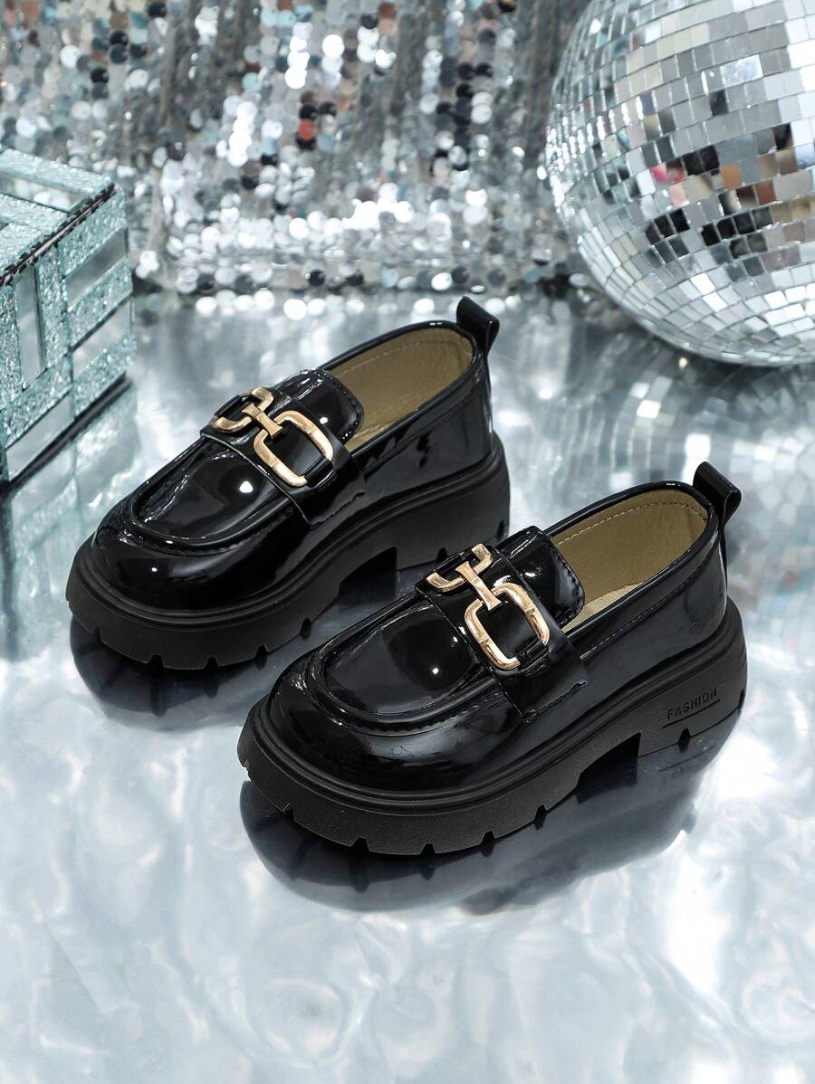 一双男女儿童英伦2025皮鞋公主鞋春秋新款黑色女童鞋软底乐福鞋超软 - 黑色 - 查看 1