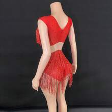 Latin Dance Cha Cha Ballroom Dance Costume Talent Show Live Broadcast Vacation Company Annual Meeting Bar Nightclub Band Dance Costume - 深棕色 - 查看 4