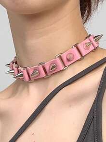 1 Peça Vintage Doce Legal Colar Gargantilha Choker de Rebite Hip Hop Harajuku Gothic Club Preto Colar de Couro PU Torques Jóias, Halloween