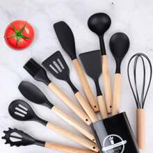 12pcs/Set Non-Stick Cookware Set Include Spatula, Ladle, Soup Spoon And Storage Bucket