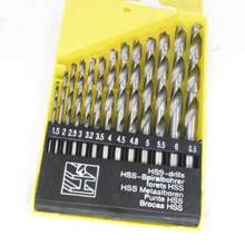 13pcs High Speed Steel Twist Drill Bit Set, Straight Shank Twist Drill For Woodworking