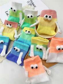 1/5 Pairs Cute Rainbow Holding Hands Socks, Suitable For All Seasons - Multicolor - View 3
