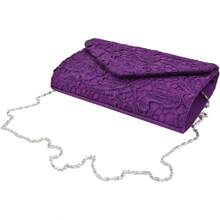 Purses And Bags Women Premium Lace Paisley Floral Fabric Satin Envelope Flap Clutch Evening Bag Black Clutch Purse Gold Purse Makeup Bag - 紫色 - 查看 4