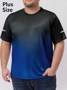 1pc Plus Size Ombre Color Men's T-Shirt, Covers Large And Extra Large Sizes, Ultra-Lightweight Quick-Dry Sports Tee, Suitable For Outdoor Activities, Sports, Commuting, Short Sleeve, Can Be Used As Fitness Top, Christmas Or Halloween Gift