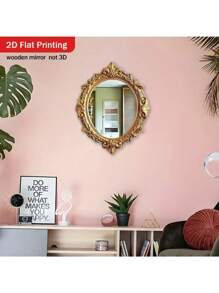 复古欧式金色花卉雕花木框亚克力装饰镜，适用于现代浴室、卧室、客厅、走廊、创意壁挂和化妆镜