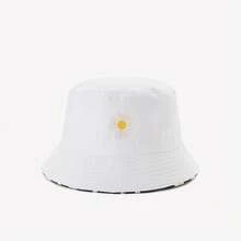 1pc Double-Sided Embroidered Travel Hat, Suitable For Daily Wear - Beige - View 5