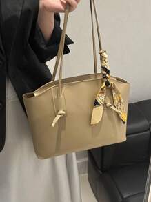 全新奢华图案百搭女士单肩托特包 - 卡其色 - 查看 7