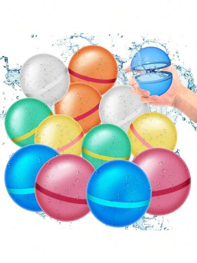 6 balões de água magnéticos de silicone reutilizáveis para áreas externas, bolas de água magnéticas, adequados para atividades de lazer e entretenimento, itens essenciais de praia, acessórios de praia, flutuadores de piscina