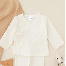 SET DE 3 CAMISETA PLAYERITA INTERIOR DE ABROCHADO CRUZADO MANGA LARGA PARA BEBE EN TELA SUAVE, UNA PRENDA UTIL PARA ARROPADO Y FRESCO - Blanco - Ver 5