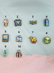 10pcs/Set Middle Eastern Style Camel & Car Cartoon Pattern Sandal Accessories DIY Slippers Decor, Suitable For Middle East Travelers, Birthday & Holiday Gifts