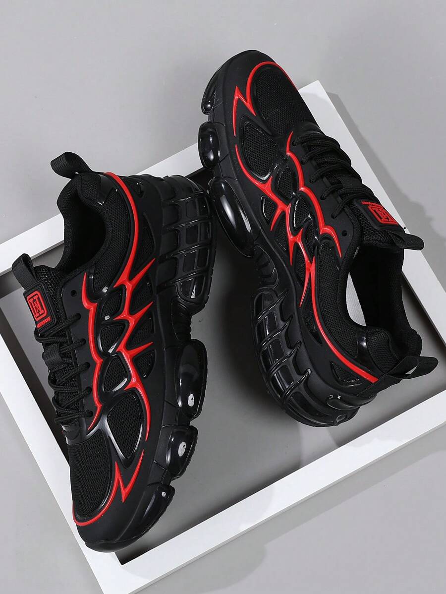 Men's Low-Top Sneakers, Casual Running Shoes, Jogging Shoes, Walking Shoes, Fashionable Gradient Red Footwear, Tennis Shoes, Streetwear - Red - View 1