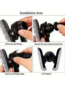 Sparkling Diamond Car Phone Holder - Waterproof, ABS Material, Wall-Mounted V-Shaped Clamp Design, Enhanced Navigation Support