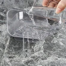 Wall Mounted Soap Dish, Shower Soap Draining Storage Box, Special Soap Stand For Sanitary Ware, Save Space Punch Free Soap Holder For Bathroom, Washstand (Clear)