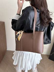 全新奢华图案百搭女士单肩托特包 - 棕色 - 查看 4