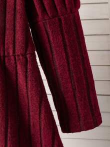 2pcs/Set Girls Long Sleeve Plush Lantern Sleeve Dress & Fluffy Vest Cardigan Set, Bowknot, Suitable For Spring, Autumn, Winter, Party, Christmas, Outdoor Daily Wear