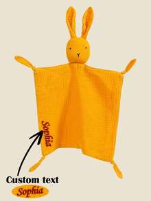 Personalized Embroidered Bunny Security Blanket With Name, Soft Baby Comfort Towel & Photo Prop, Baby Shower & Holiday Gift - Multicolor - View 2