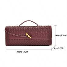 Túi đeo chéo đan chéo nhiều màu có khóa kéo, túi đeo vai, túi xách baguette, túi xách dạ hội, túi xách dự tiệc - Màu Đỏ Sâu - Xem 11