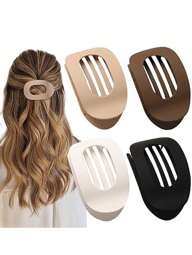 4pcs/1pc Women's 9.4cm/3.7in Large Black, White, Khaki, Brown Lightweight Plastic Hair Clips, Fashion Versatile High-End Elegant Simple Solid Color Hair Claws, Suitable For Daily Outing, Casual, Party, Beach, Commute, Vacation, Hair Styling, Washing Face, Makeup, Outfit Accessory, Hair Slide, Hair Barrettes, White Hair Accessories, Black Accessories