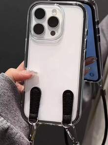 Apple Smart Fashion Phone Case With Lanyard Strap, Aluminum Alloy Ring. This High-End Phone Case With Lanyard Features A 3-In-1 Thick And Durable Material, Compatible With IPhone, With Water-Resistant, Shock-Proof, Drop-Proof And Scratch-Resistant Protection. - Black - View 5