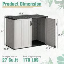 Outdoor Horizontal Storage Sheds 27 Cu.Ft Resin Large Storaged Box Weather Resistance Without Shelf Easy To Assemble Prefect For Garden Patios Backyards White - 白色 - 查看 2