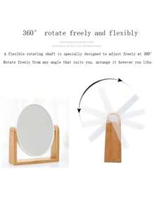 Espejo de maquillaje con base de bambú natural, aumento de 1x/3x, espejo de aumento giratorio de doble cara a 360 grados, decoración de tocador, oficina, habitación, regalo de belleza, maquillaje, barato, decoración de habitación, tocador, viaje, dormitorio, accesorios de maquillaje, espejo, espejo de tocador, mini espejo, espejo compacto, espejo pequeño, espejo de mano