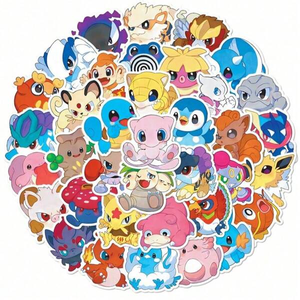 pokemon 50PCS Kawaii Anime Pokemon Stickers Cute Pikachu Eevee Cartoon Decals Laptop Scrapbook Phone Case Classic Kids Sticker Toy Party Reward