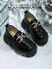 一双男女儿童英伦2025皮鞋公主鞋春秋新款黑色女童鞋软底乐福鞋超软 - 黑色 - 查看 3