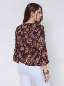 Intens Long Sleeve Viscose Blouse - Rust Brown - View 2