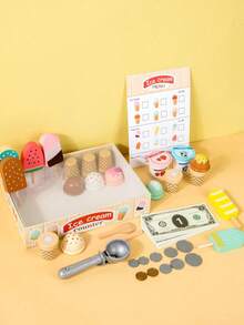 Kids Wooden Kitchen Toy, Realistic Food, Afternoon Tea, Desserts, Cake, Ice Cream - Multicolor - View 8