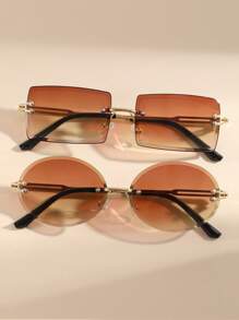 1 Pair, 2 Pairs, 3 Pairs, 5 Pairs, 10 Pairs Unisex Rectangular Classic Frameless Luxury Fashion Glasses, Suitable For Daily Life, Outdoor Travel Accessories, Daily Photography, Outdoor Travel Accessories, Also Have Windproof And Sand Protection Function, All Season